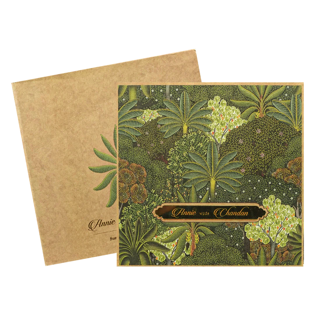 Green Forest Floral Padded Wedding Card-KBM05200 - Image 2