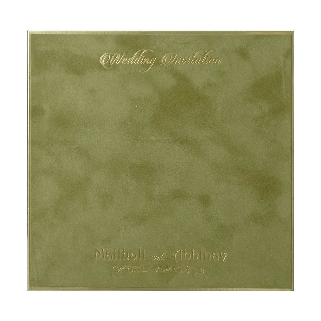 Green Gatefold Padded Wedding Card-KMMWD1166 - Image 4