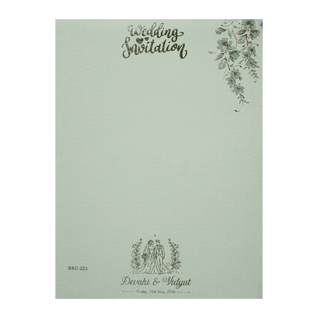 Green Gold Mandap Padded Wedding Card-KSSC2230 - Image 3