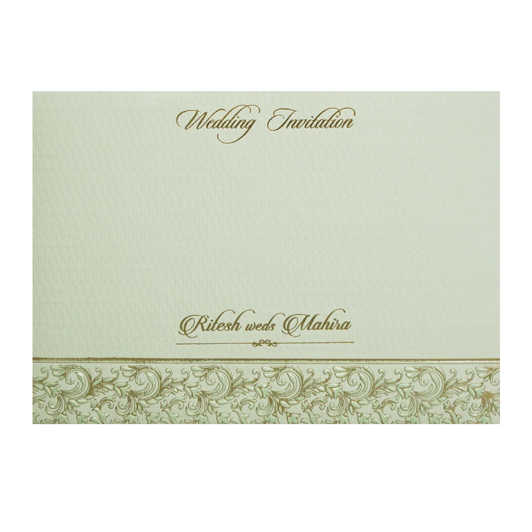 Green Gold Padded Floral Laser Cut Wedding Card - KMMWD1120 - Image 4
