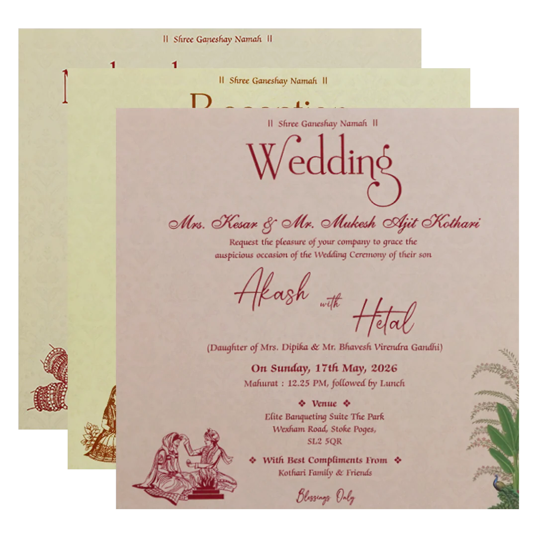 Green Heritage Padded Wedding Card - KSH72700 - Image 5