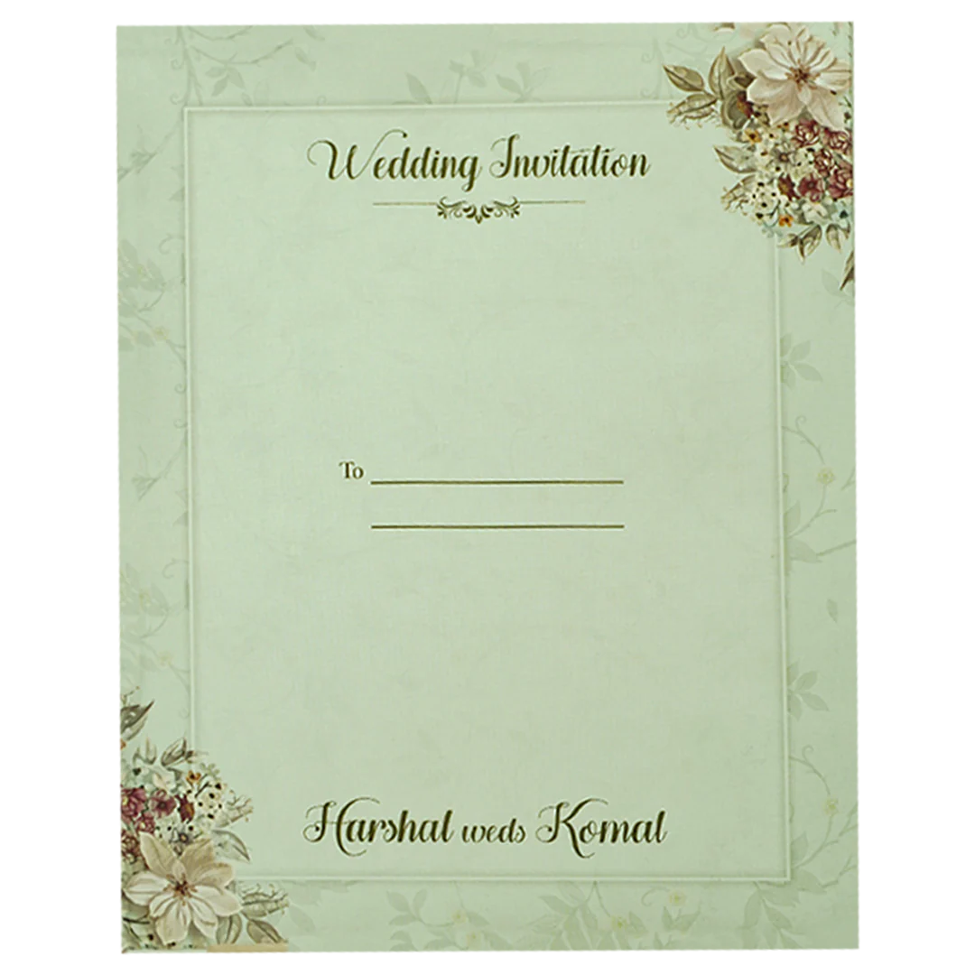 Green Ivory Floral Wedding Card-KSI64810 - Image 4