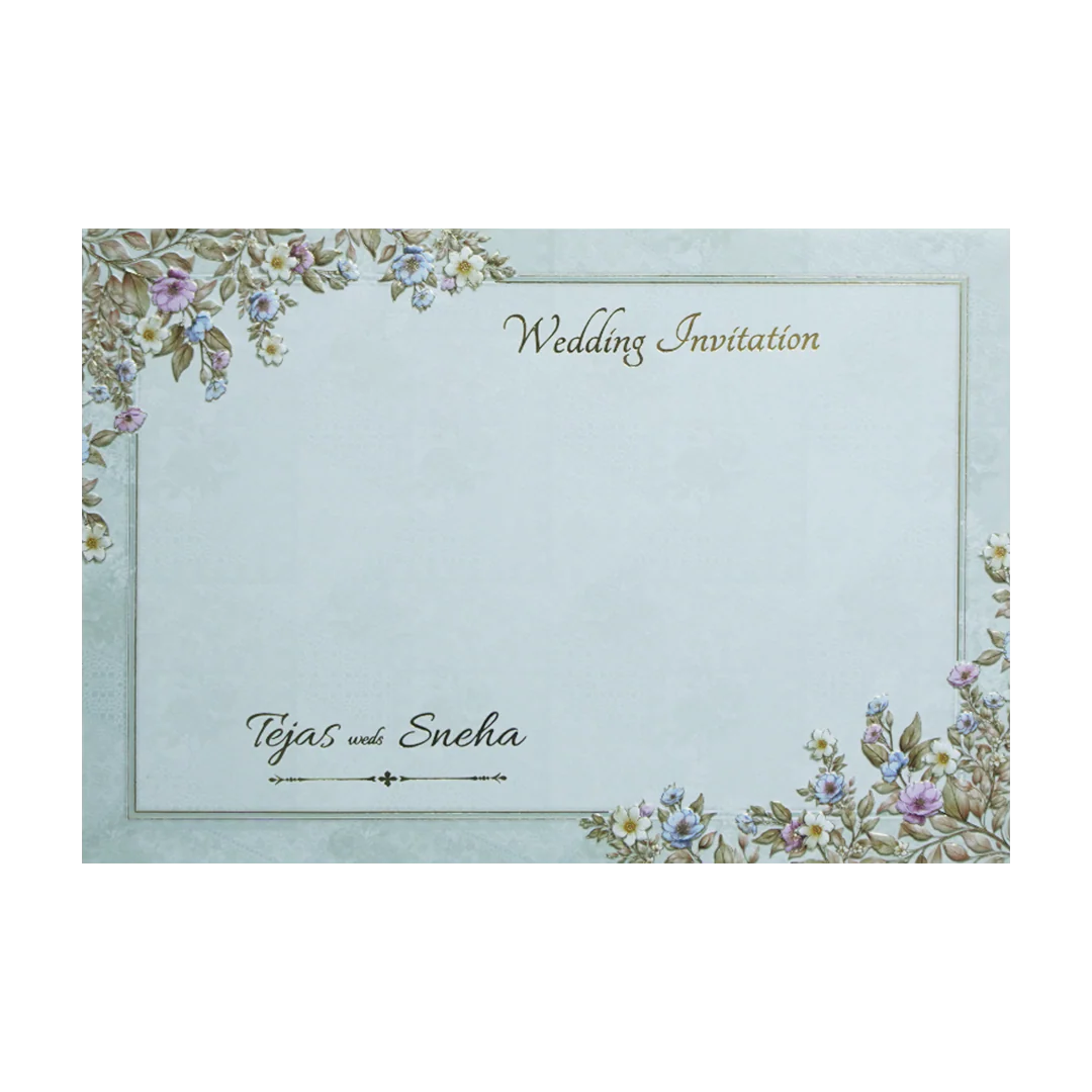 Green Laser Cut Padded Floral Embossed Wedding Card-KMMEX8090 - Image 4