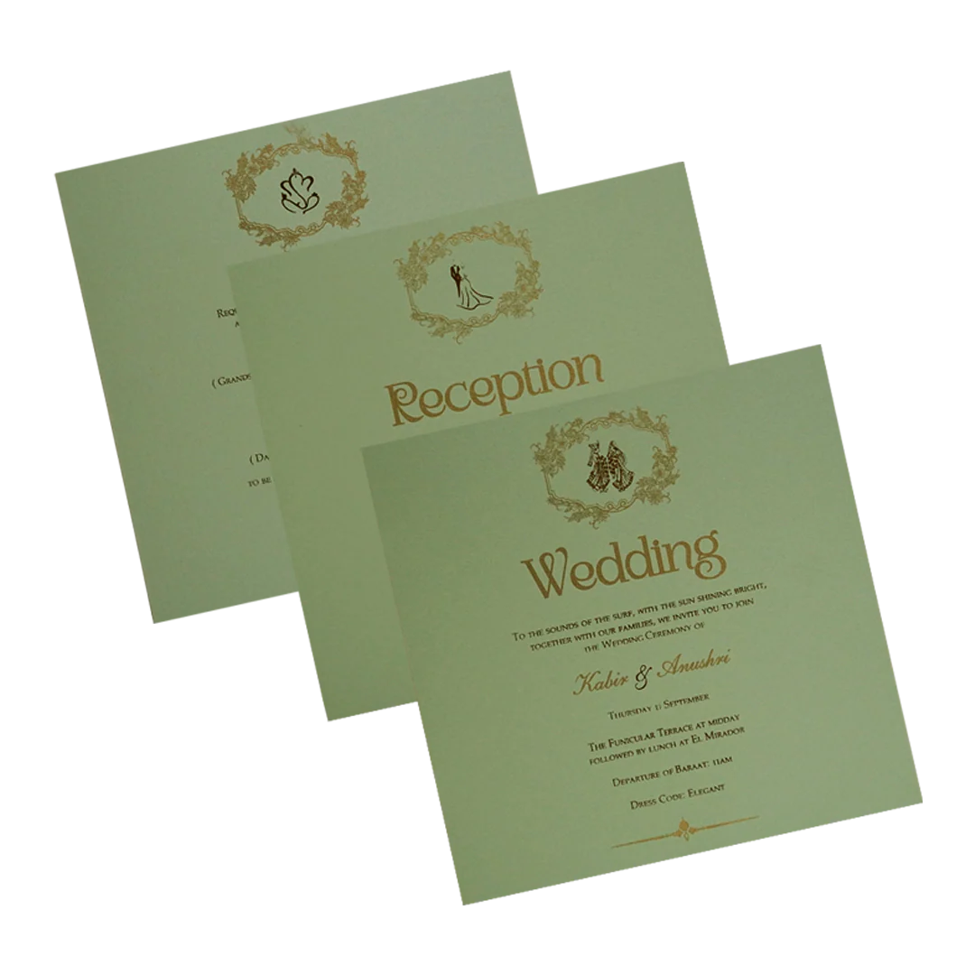 Green Laser Cut Padded Wedding Card Design-KPR23540 - Image 5