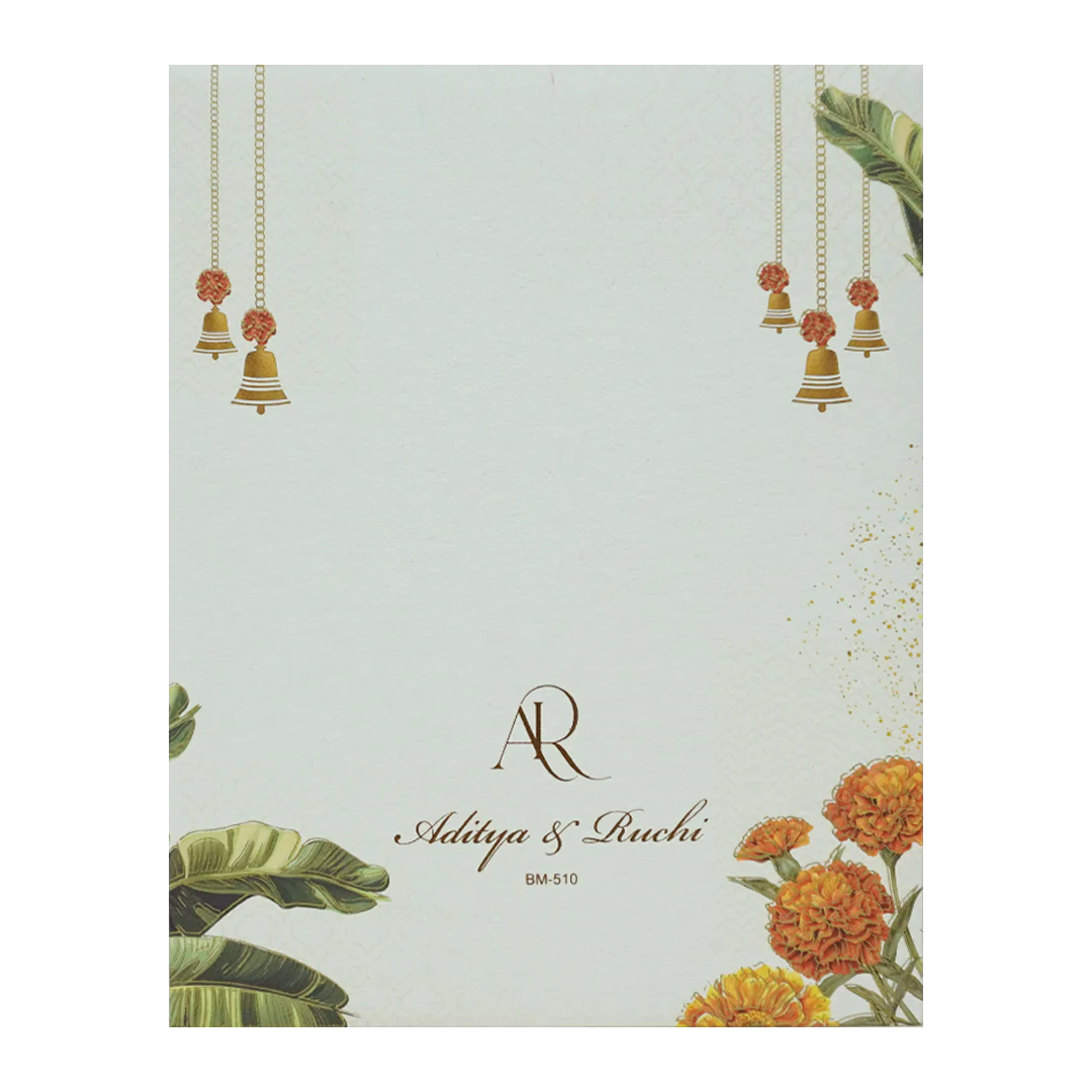 Green Marigold Floral Wedding Card - KBM05100 - Image 4