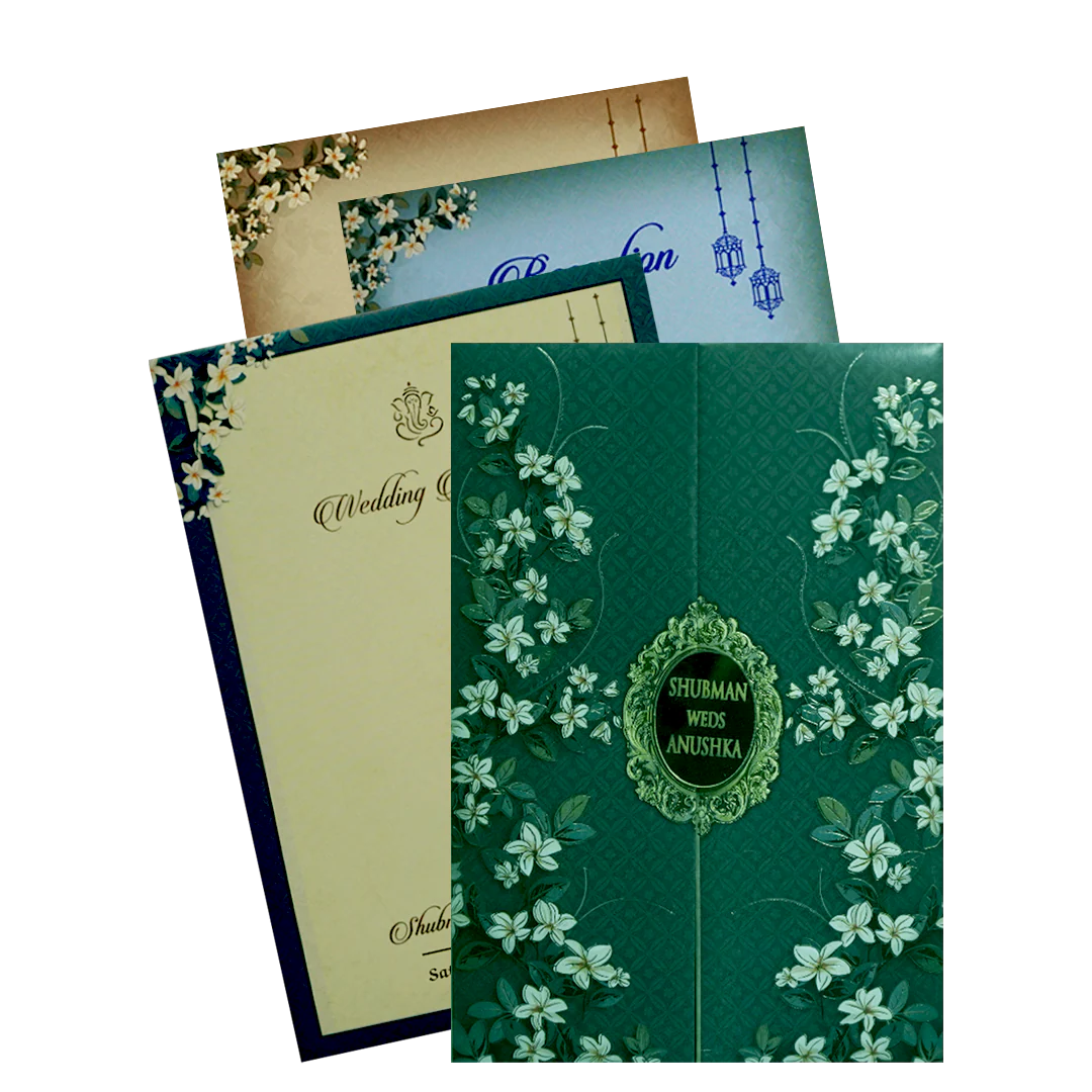 Green Padded Wedding Invitation Card-KRB8270