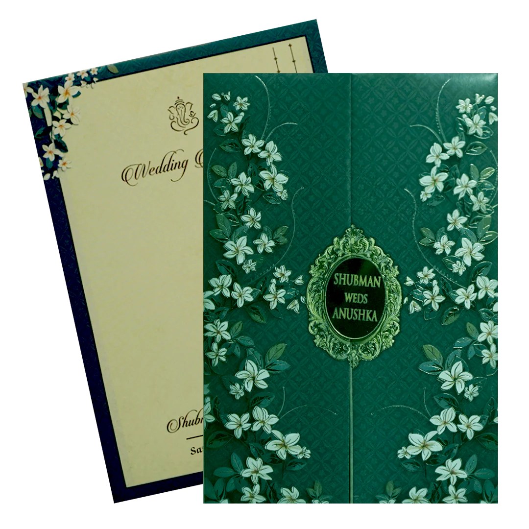 Green Padded Wedding Invitation Card-KRB8270 - Image 2