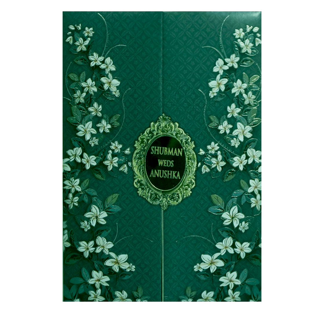 Green Padded Wedding Invitation Card-KRB8270 - Image 3