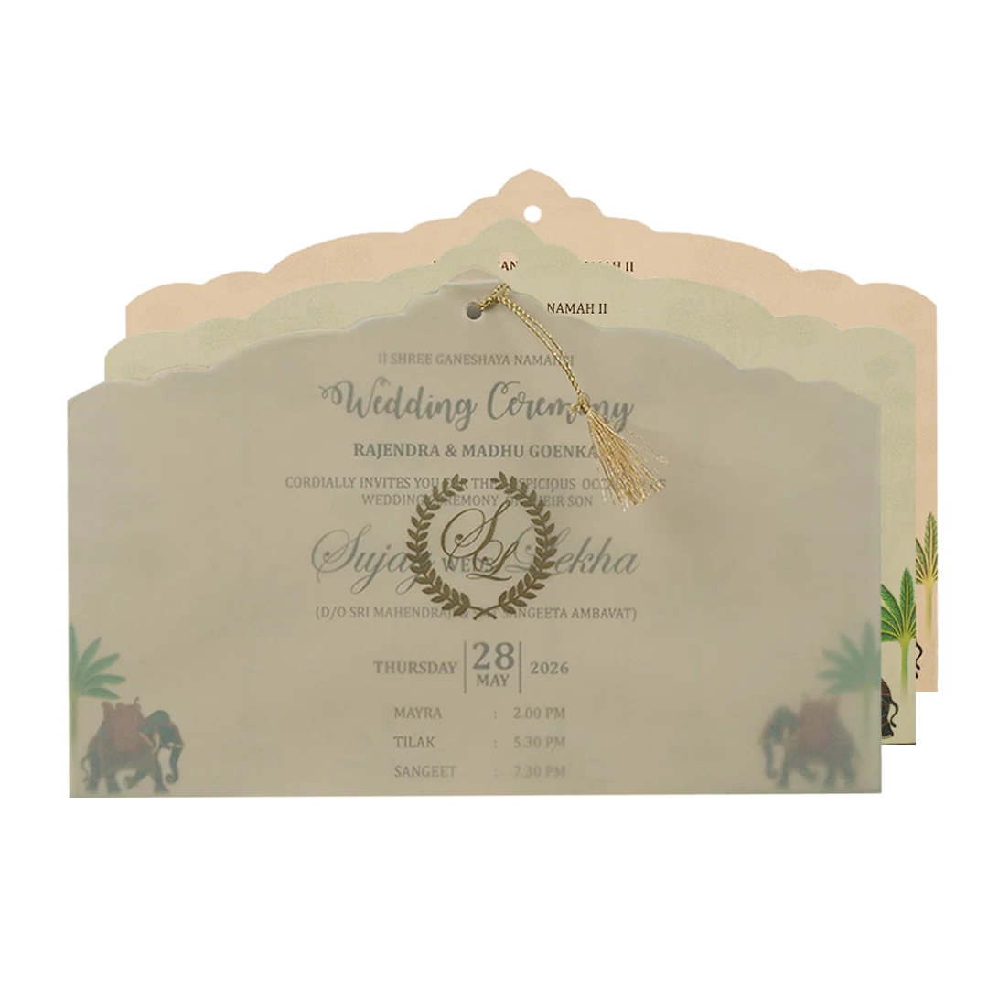 Green Palace Cutout Elephant Wedding Card-KRE27320 - Image 5
