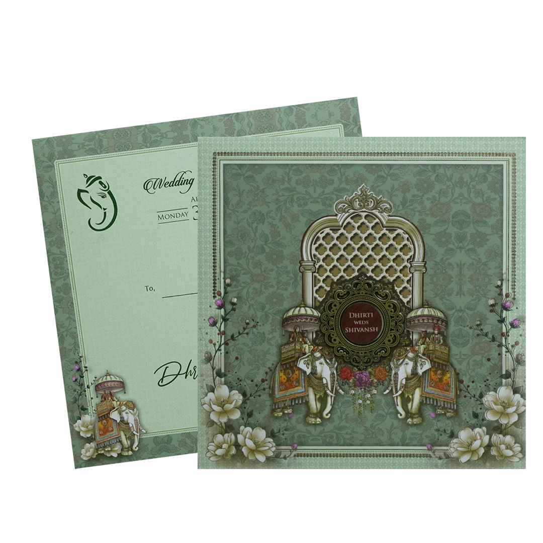 Green Palace Padded Wedding Card - KSH72720 - Image 2