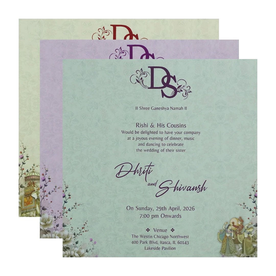 Green Palace Padded Wedding Card - KSH72720 - Image 5