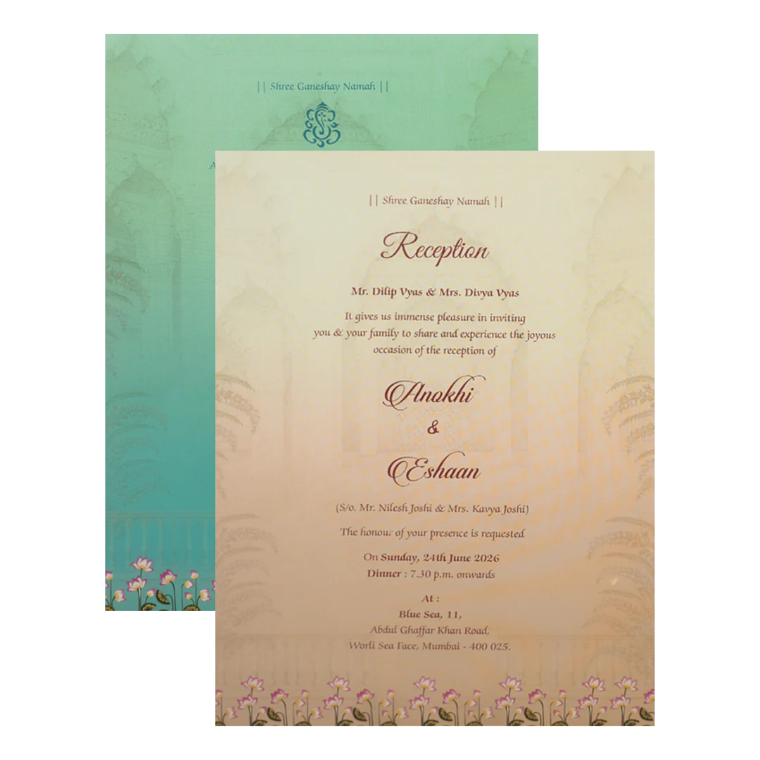 Green Peacock Door Style Padded Wedding Card-KJTS3660 - Image 5