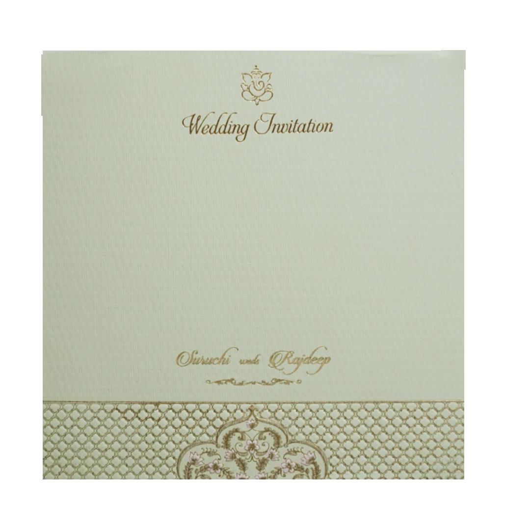 Green Pink Floral Padded Wedding Card -KMMWD1124 - Image 4