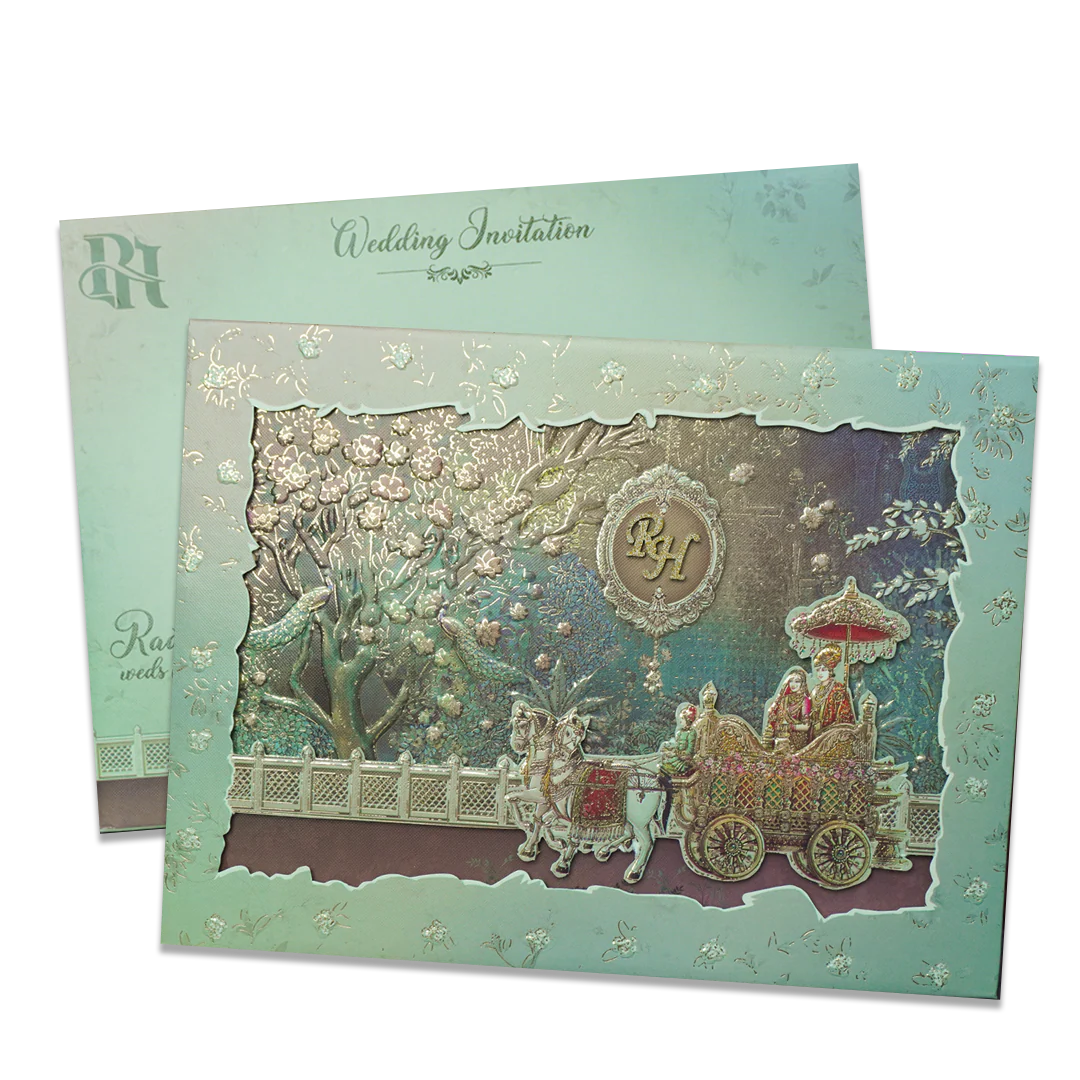 Green Procession Padded Wedding Card - KSI64110 - Image 2