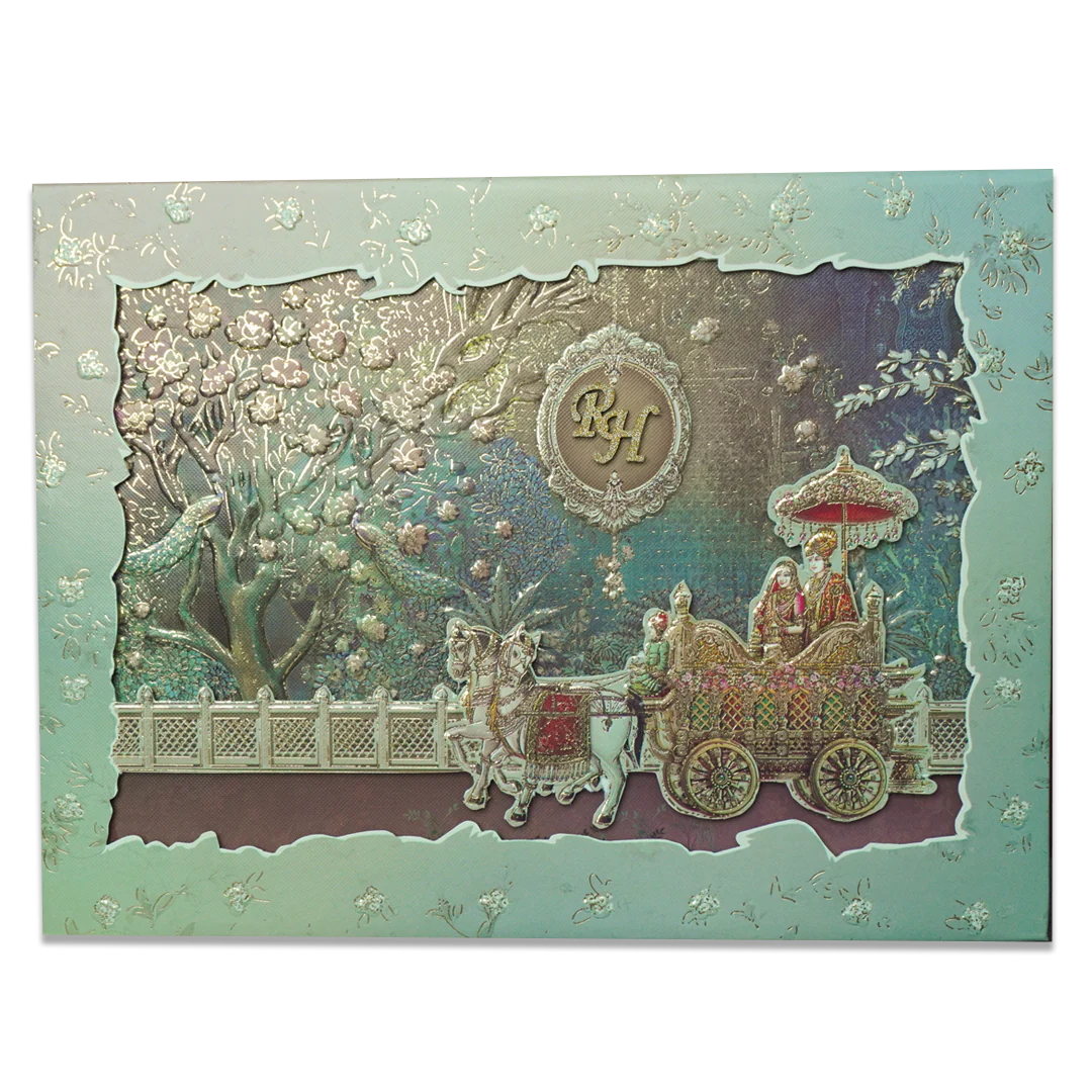 Green Procession Padded Wedding Card - KSI64110 - Image 3