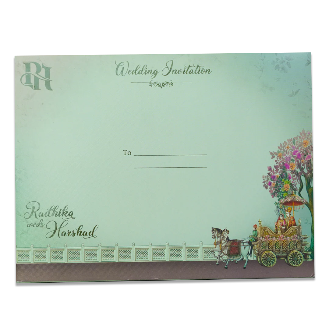 Green Procession Padded Wedding Card - KSI64110 - Image 4