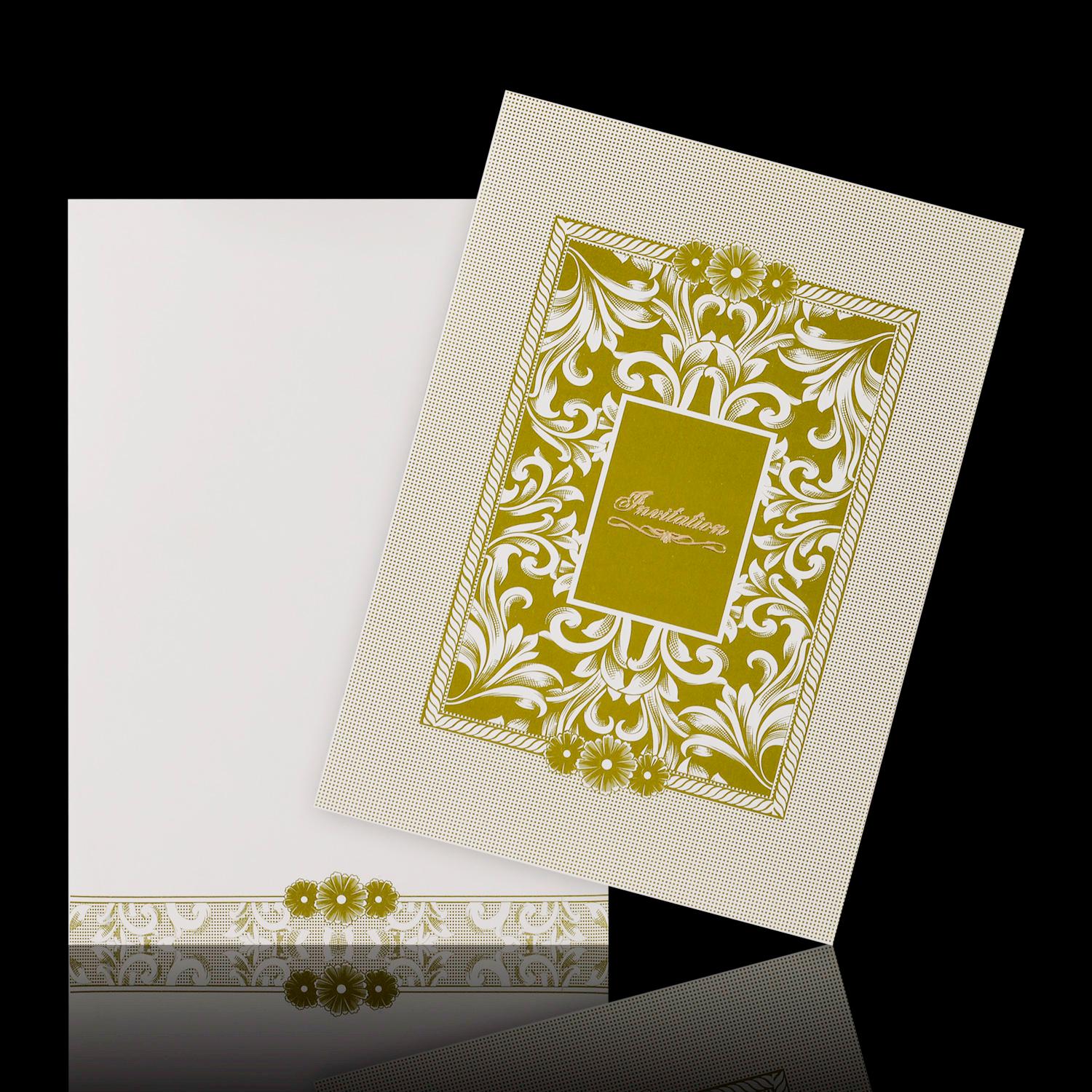 Green Shading Flowers With White Shading Wedding Card - KNK2063 - Image 2