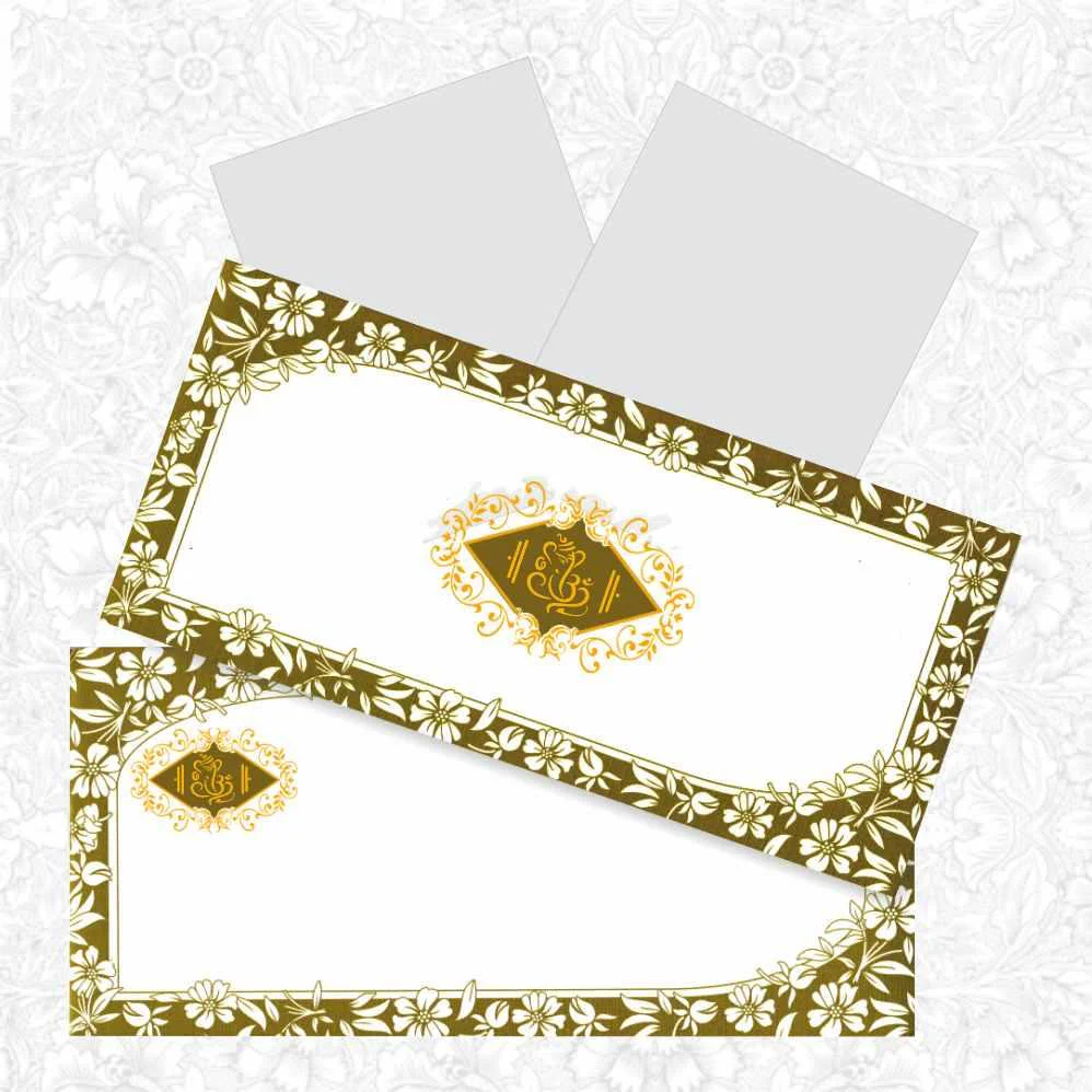 Green Shading With Flower Border Wedding Card - KNK4355