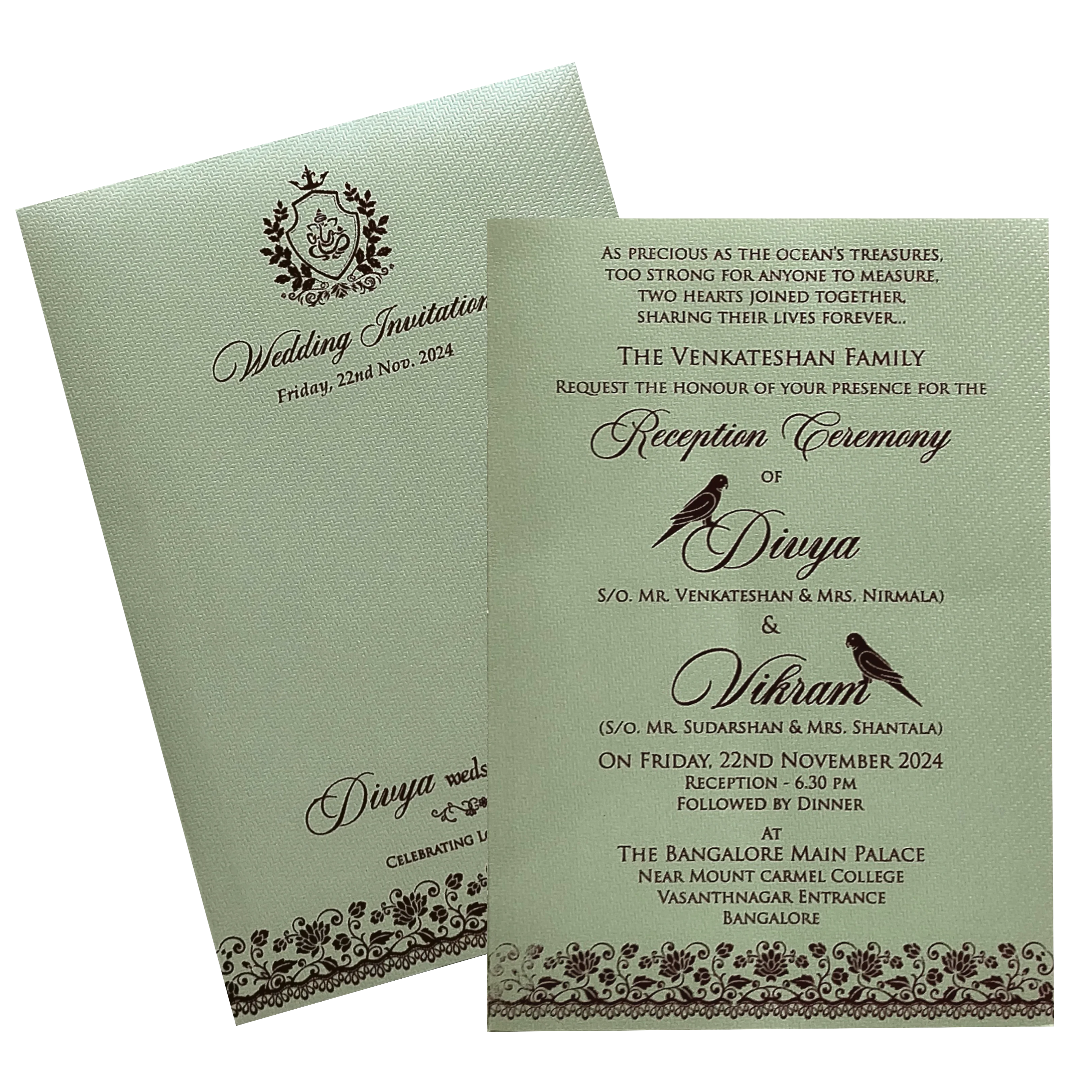 Green Texture Single Sheet Invitation Card-KNKK551GN