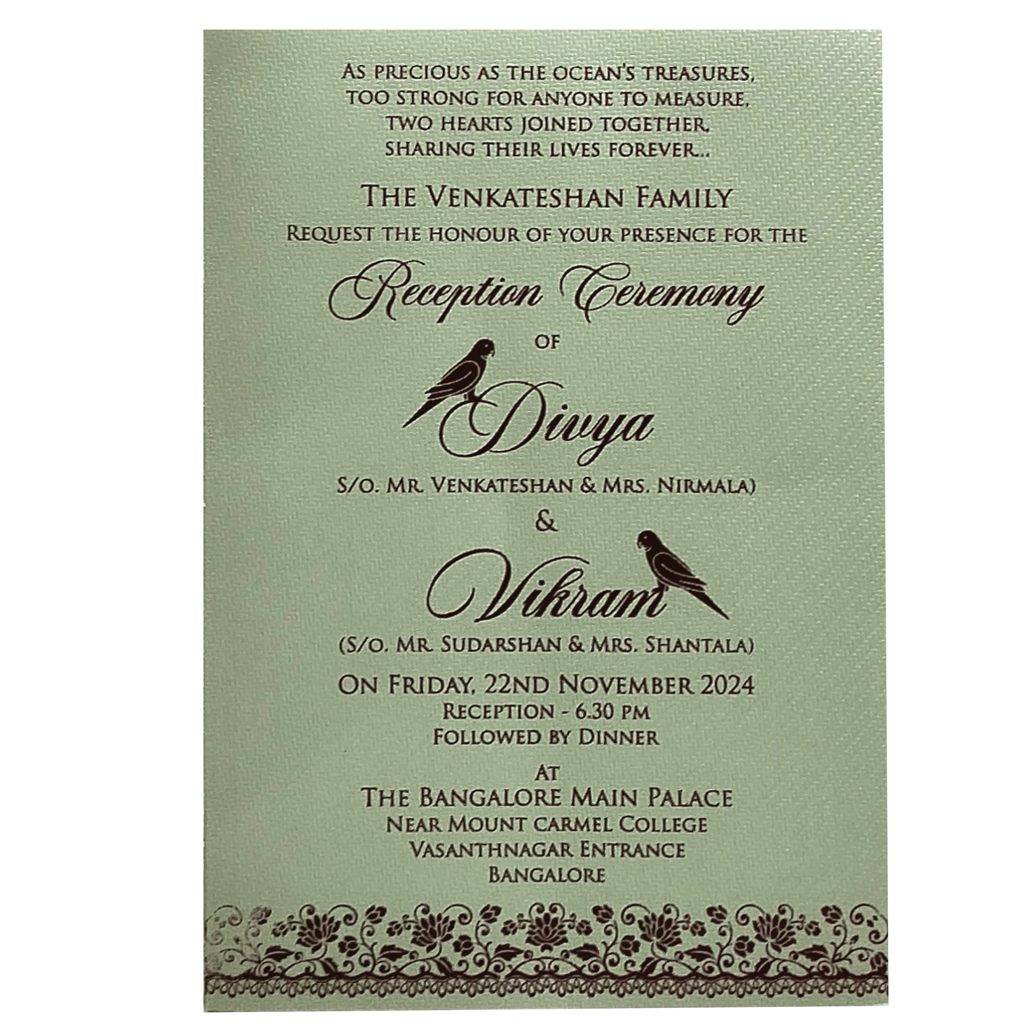 Green Texture Single Sheet Invitation Card-KNKK551GN - Image 2