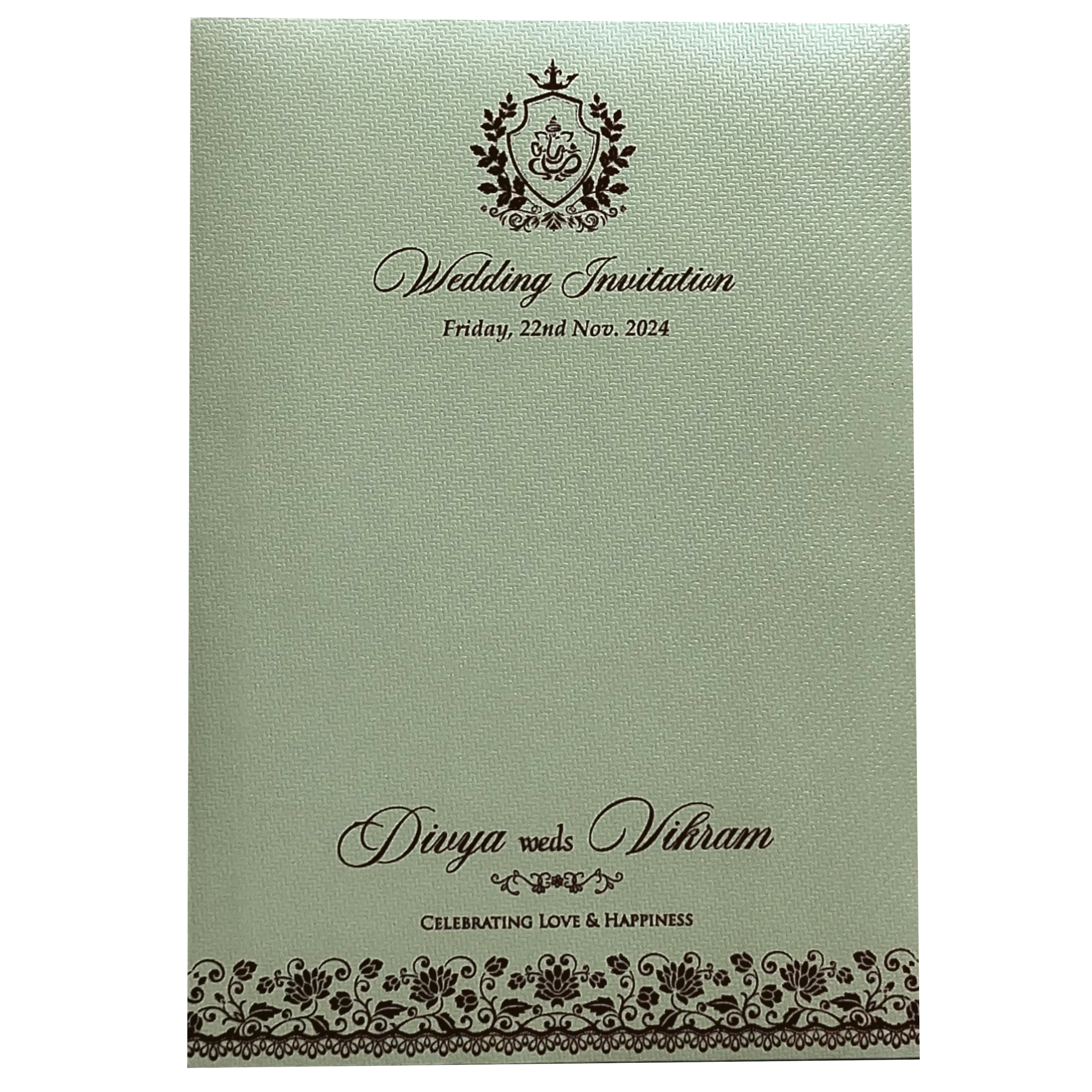 Green Texture Single Sheet Invitation Card-KNKK551GN - Image 3