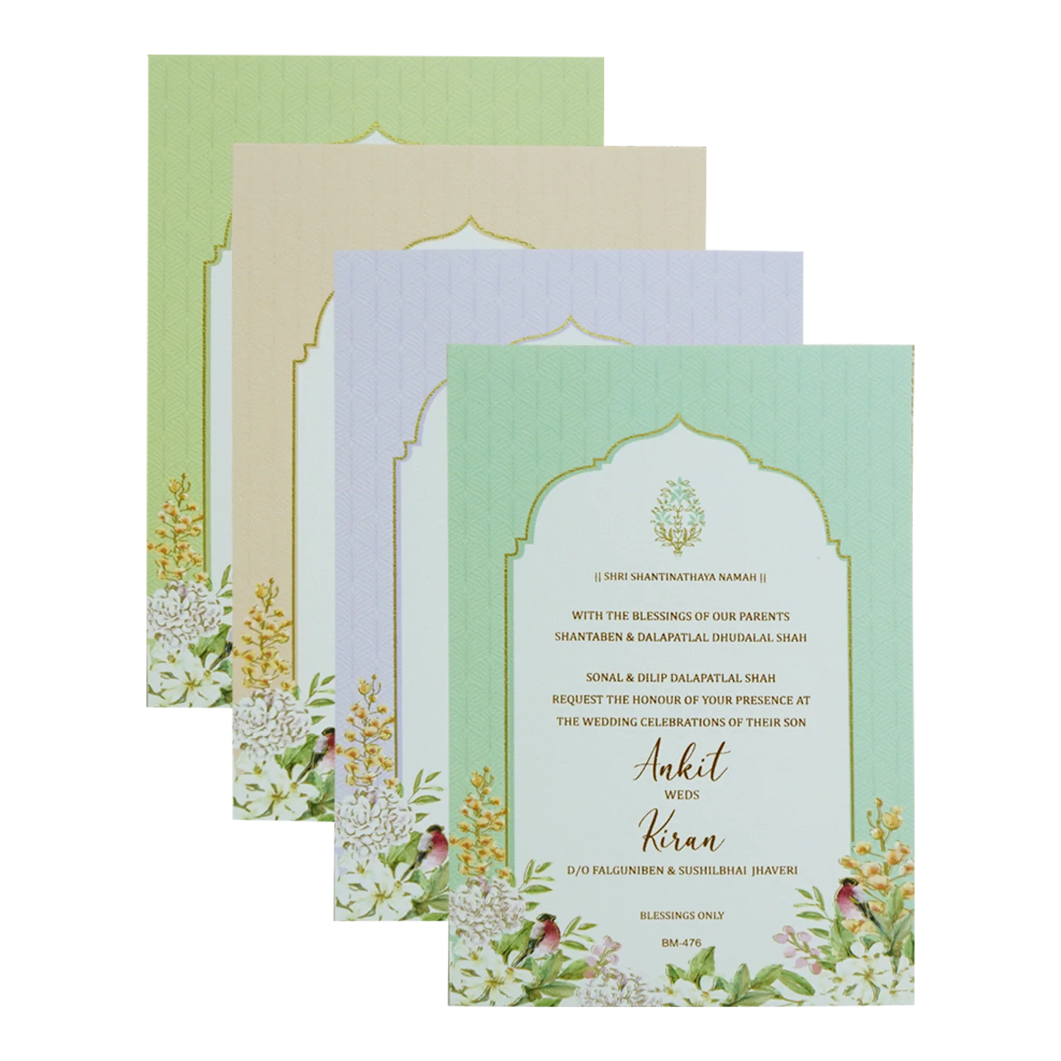 Green Tracing Sheet Wedding Invitation Card-KBM04760 - Image 5
