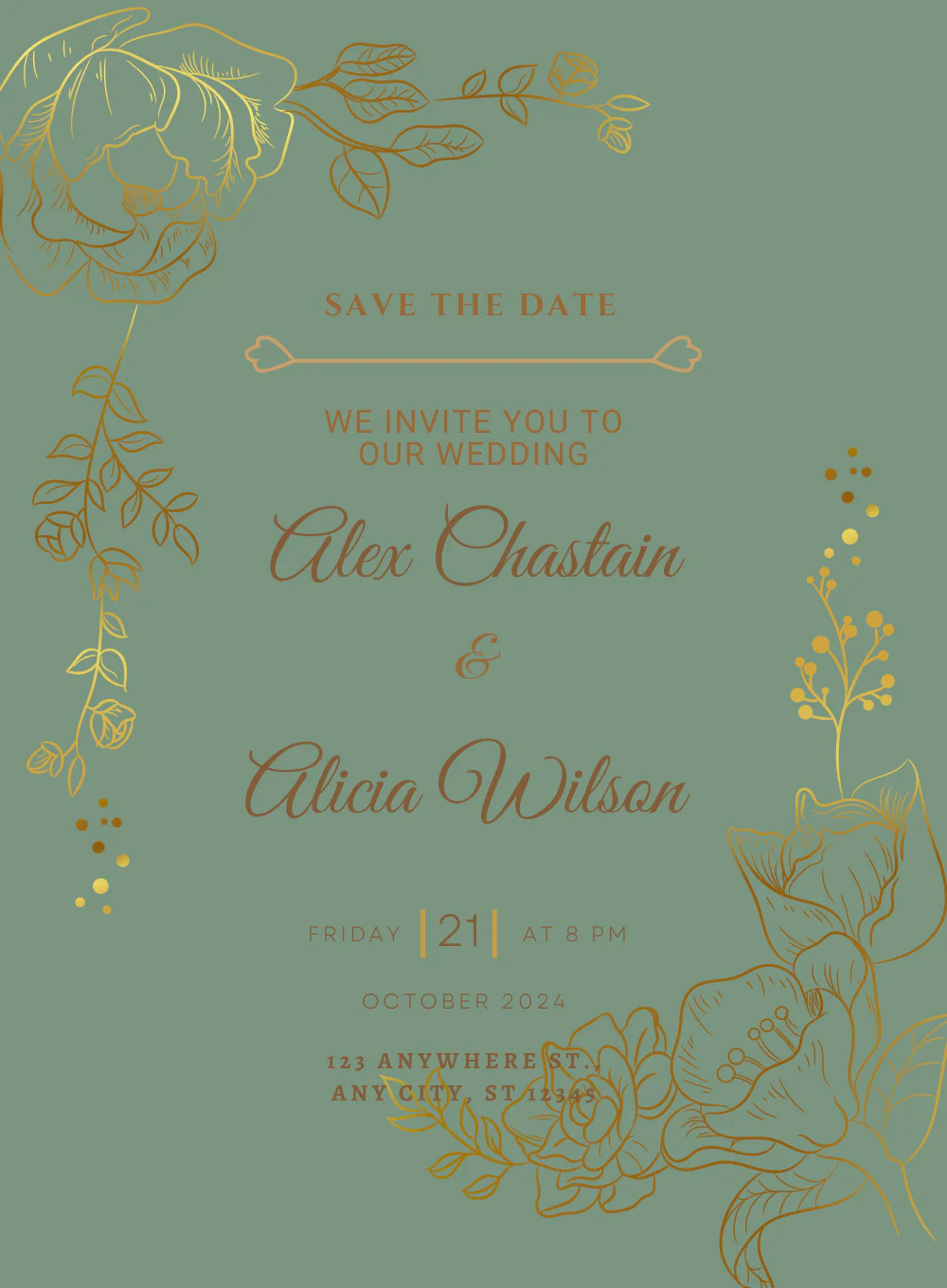 Green Emerald Save the date Invitation-AASAV016