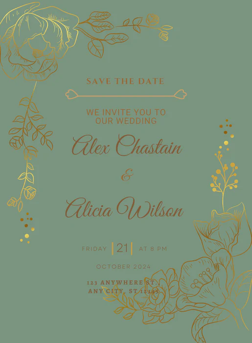 Green Emerald Save the date Invitation-AASAV016 - Image 2