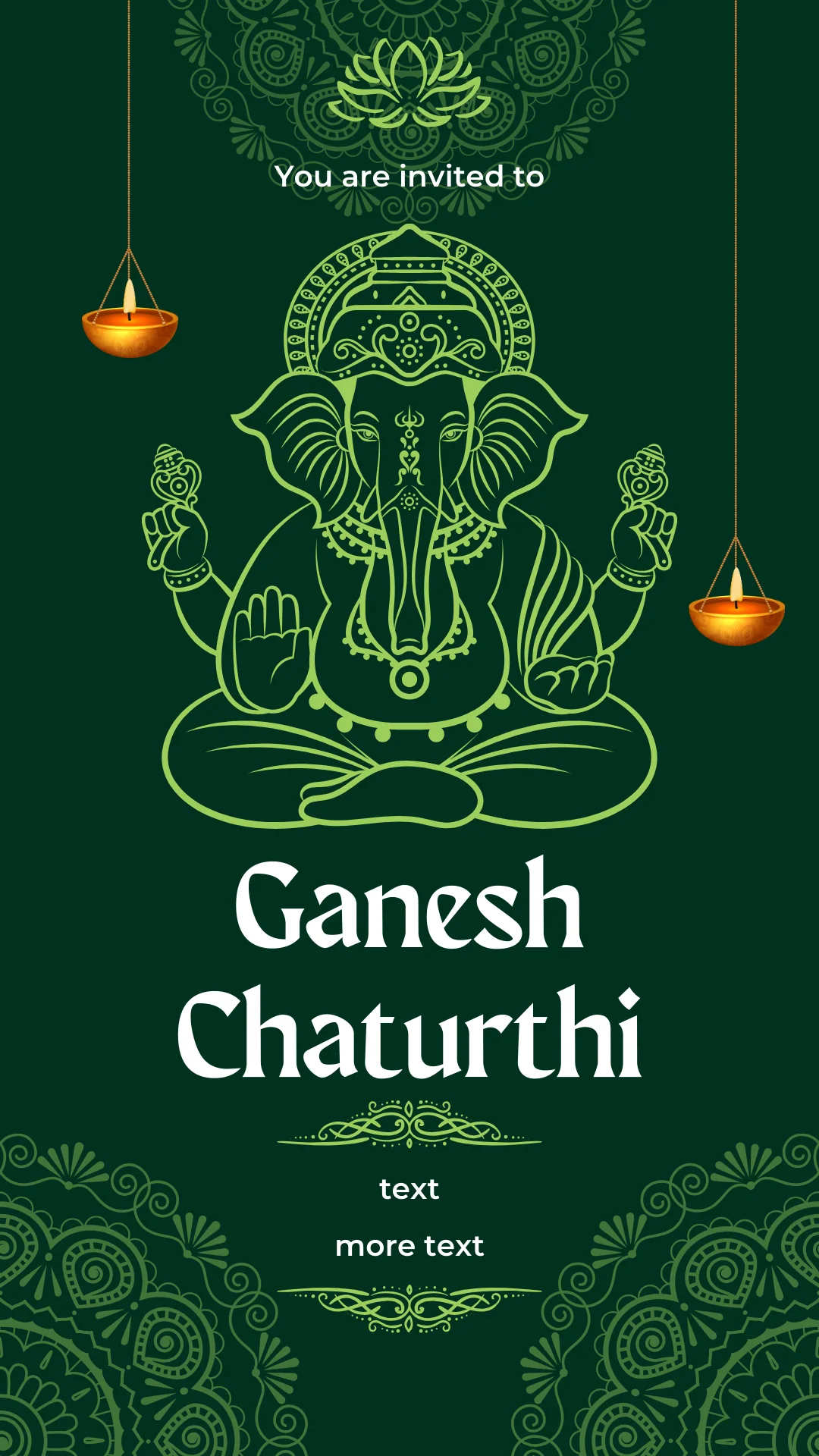 Green Floral Ganesh Chaturthi Invitation-AAGCI003
