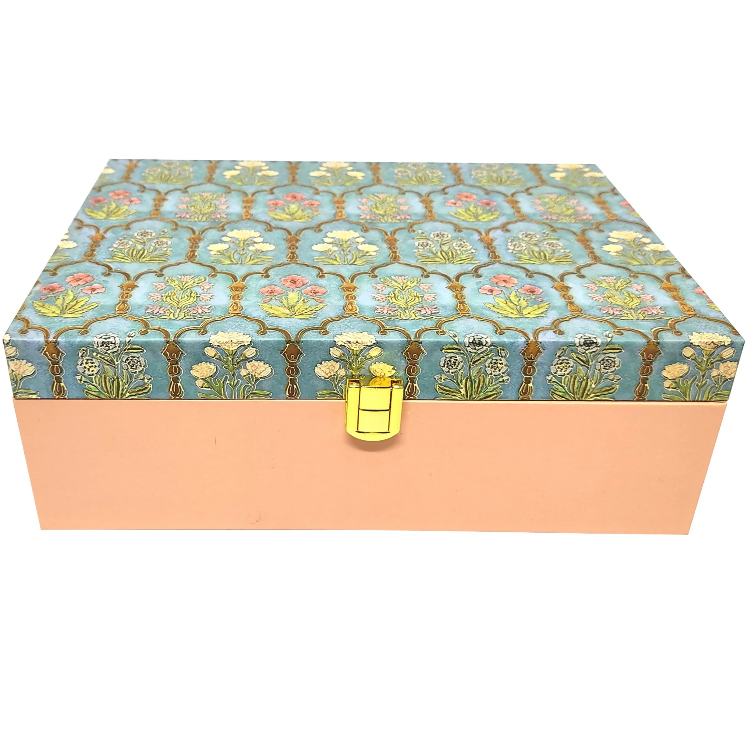 Green Floral Modern Box Invitation-KBX0304