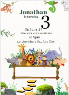 Green Forest Animals Invitation-AAANI006