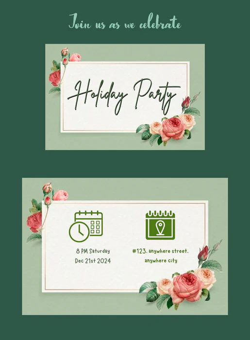 Green Frame holiday party Invitation-AAHOP003 - Image 2