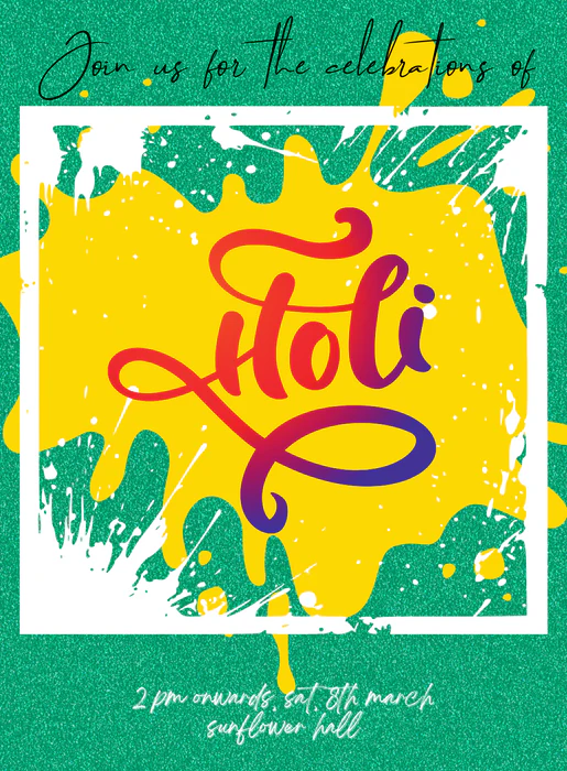Green Frame Holi Invitation-AAHOL002 - Image 2