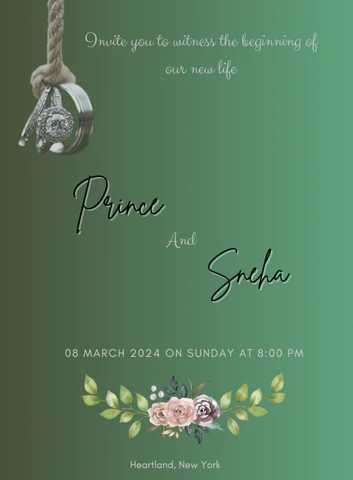 Green Ring Engagement Invitation-AAEGI012 - Image 2