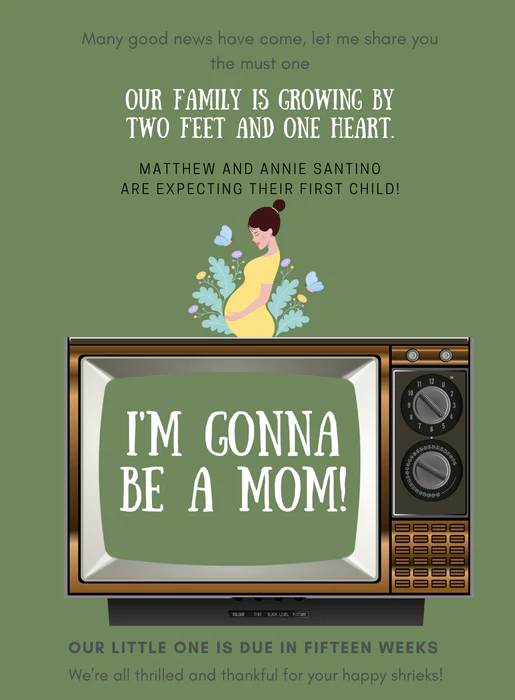 Green Tv Pregnancy Announcement Invitation-AAPAI011 - Image 2