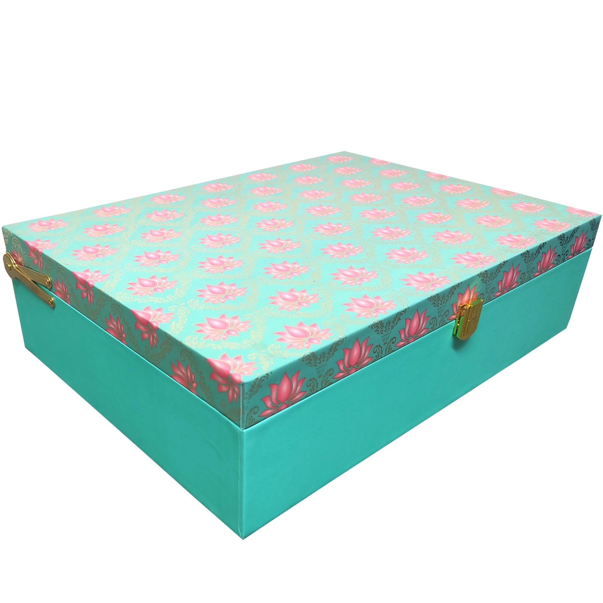 Green With Pink Floral Large Box Invitation-KBX0606 - Image 2