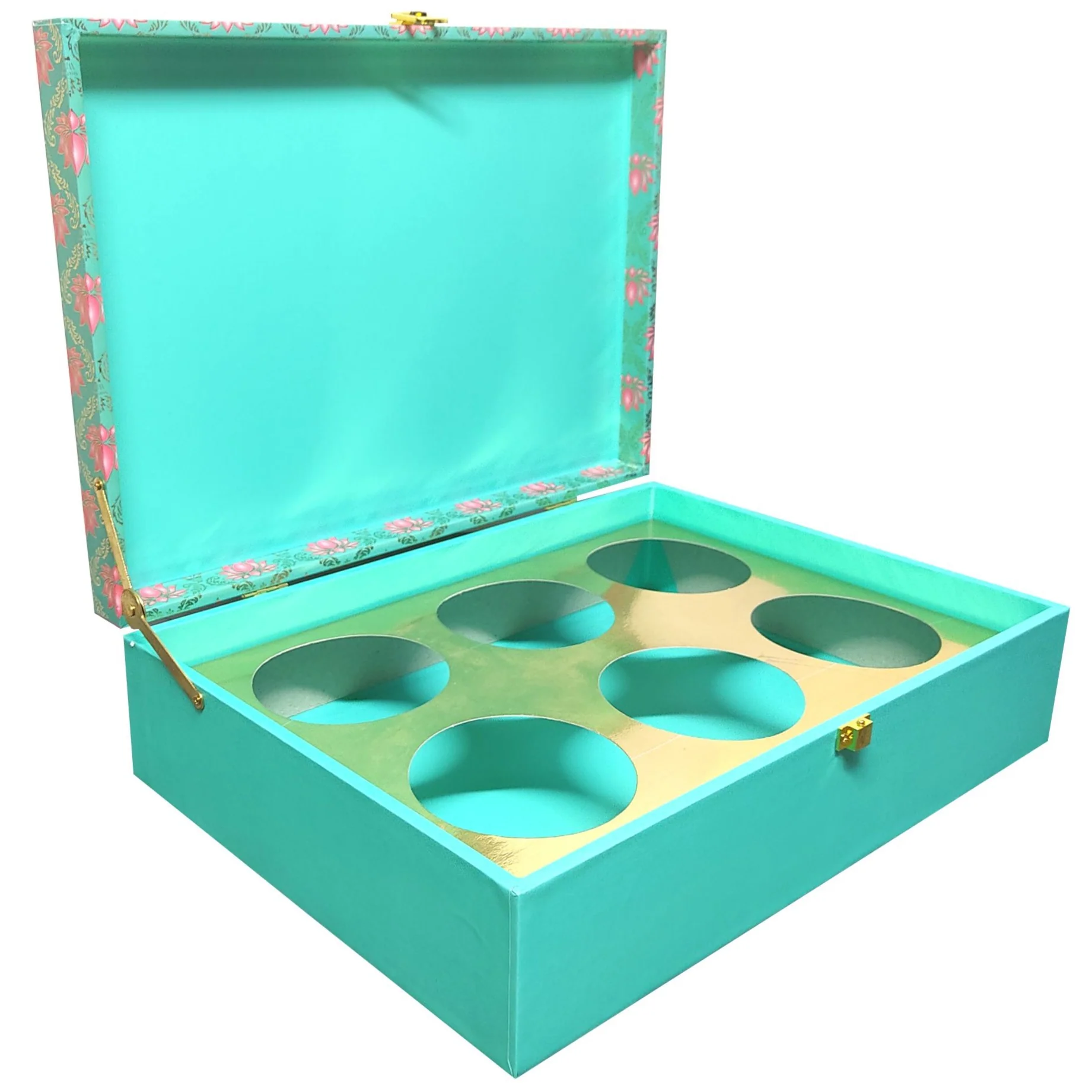Green With Pink Floral Large Box Invitation-KBX0606 - Image 3