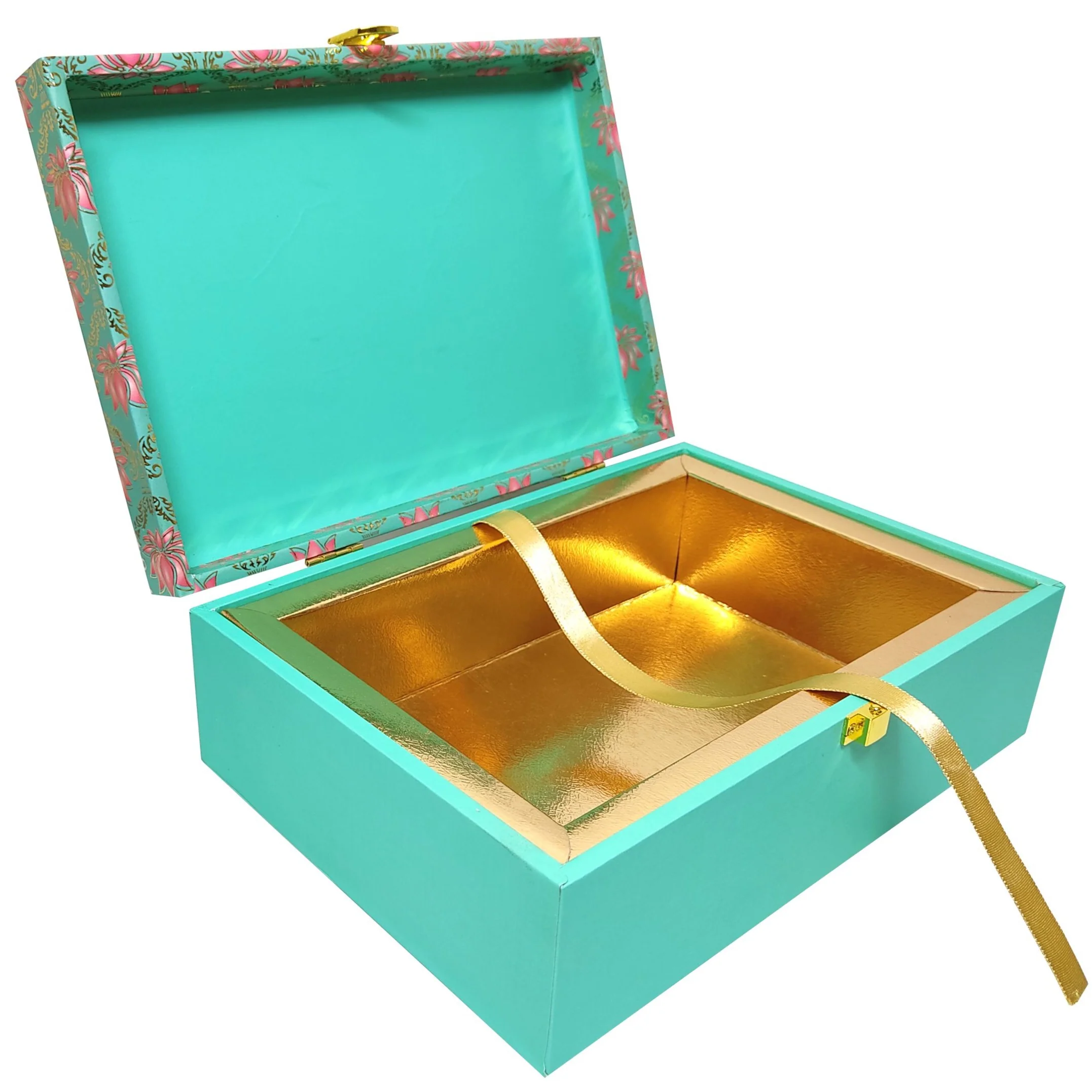 Green With Pink Floral Modern Box Invitation-KBX0306 - Image 4