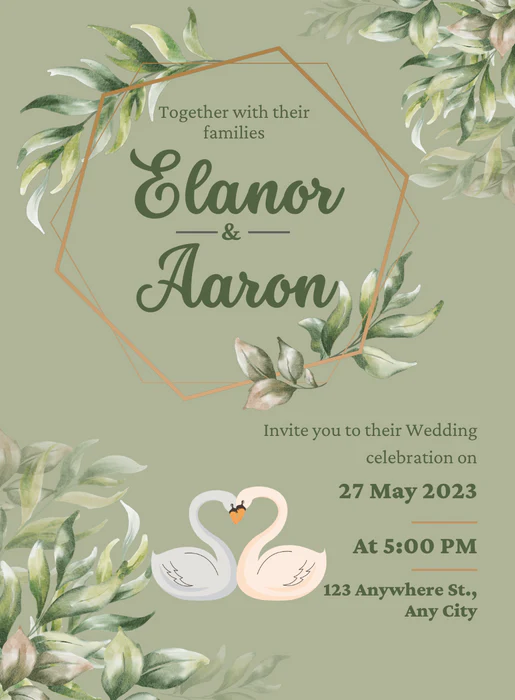 Green Wreath Save the date Invitation-AASAV014 - Image 2