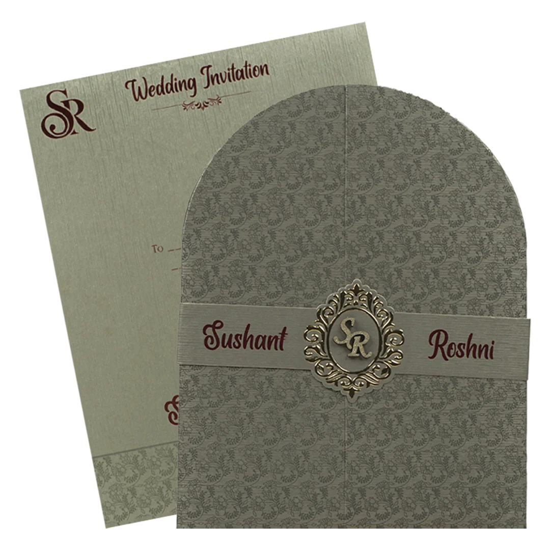 Grey Arch Wedding Card-KSI65050 - Image 2