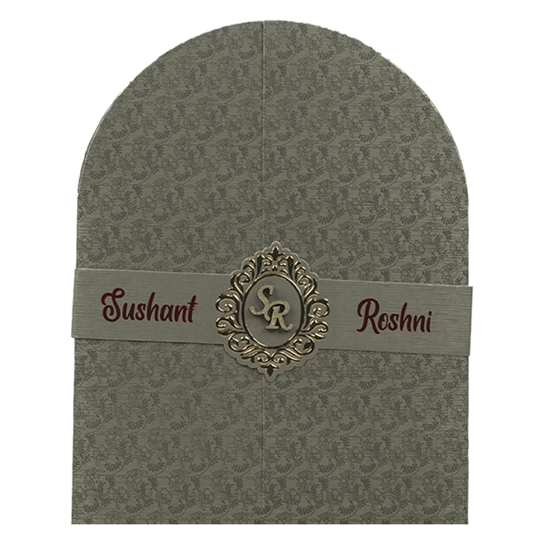 Grey Arch Wedding Card-KSI65050 - Image 3