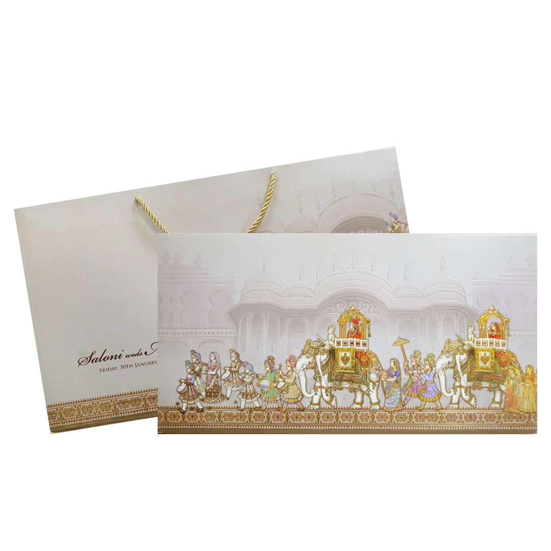 Grey Baraat Procession Royal Wedding Card-KPR24710 - Image 2