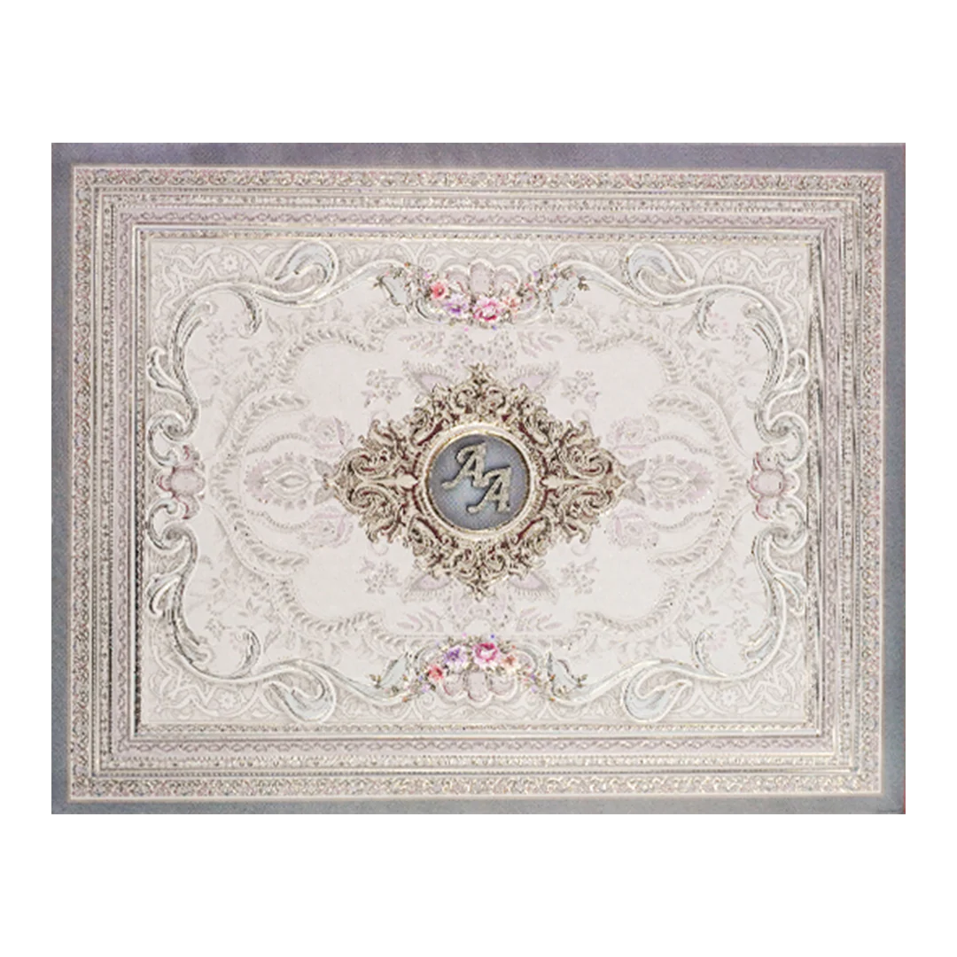 Grey Baroque Floral Padded Wedding Card-ksi63970 - Image 3