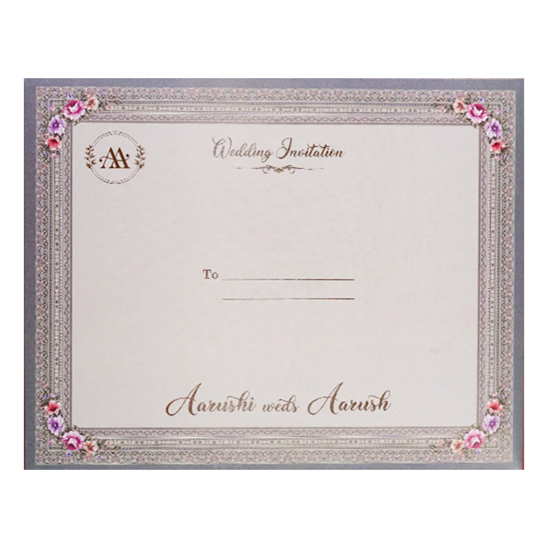 Grey Baroque Floral Padded Wedding Card-ksi63970 - Image 4