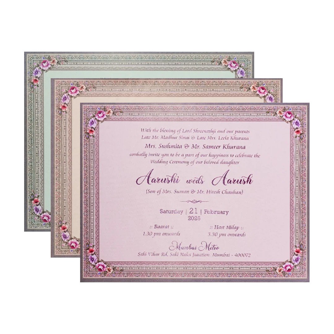Grey Baroque Floral Padded Wedding Card-ksi63970 - Image 5