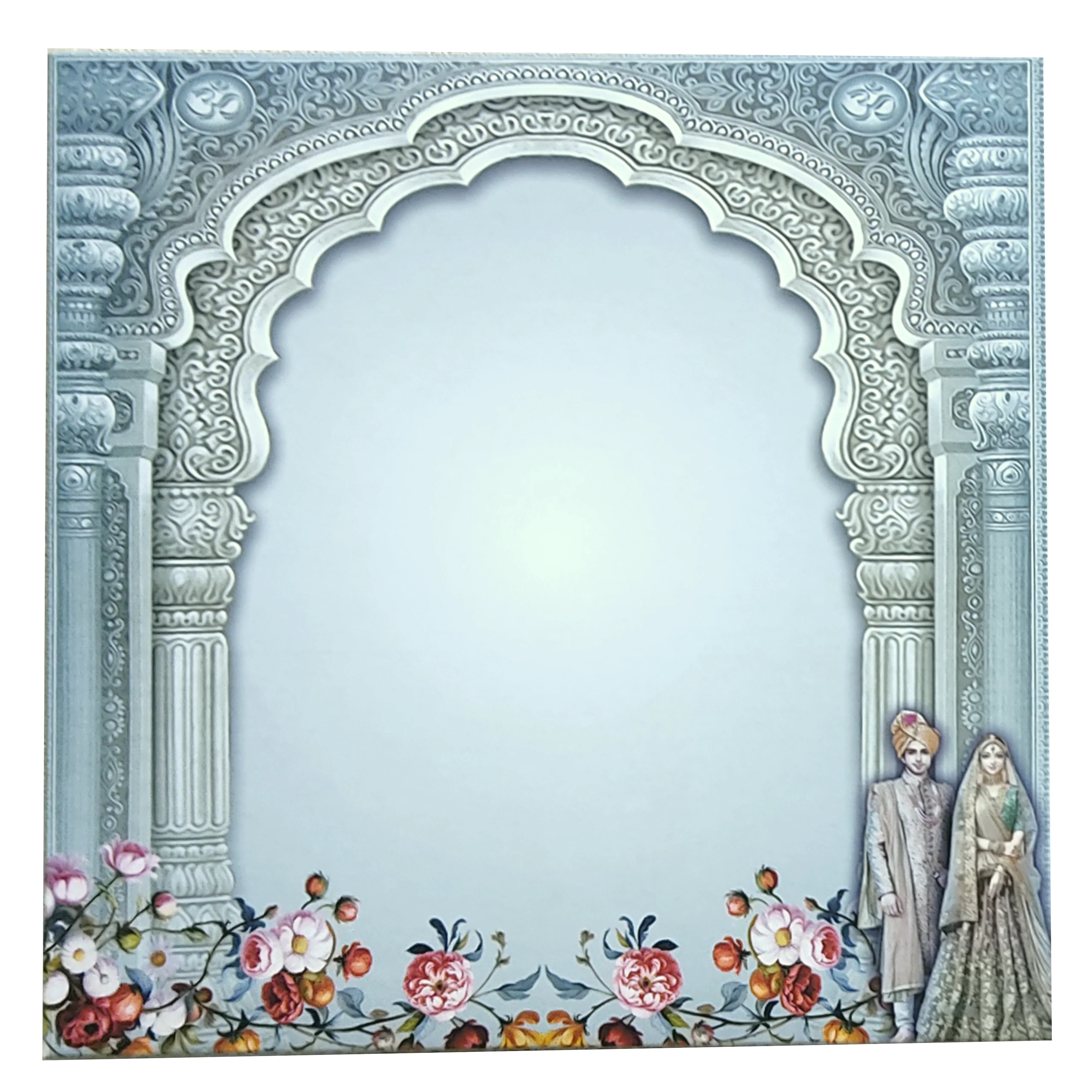 Grey Bride and Groom Door Type Invitation Card-KNKD8103 - Image 4