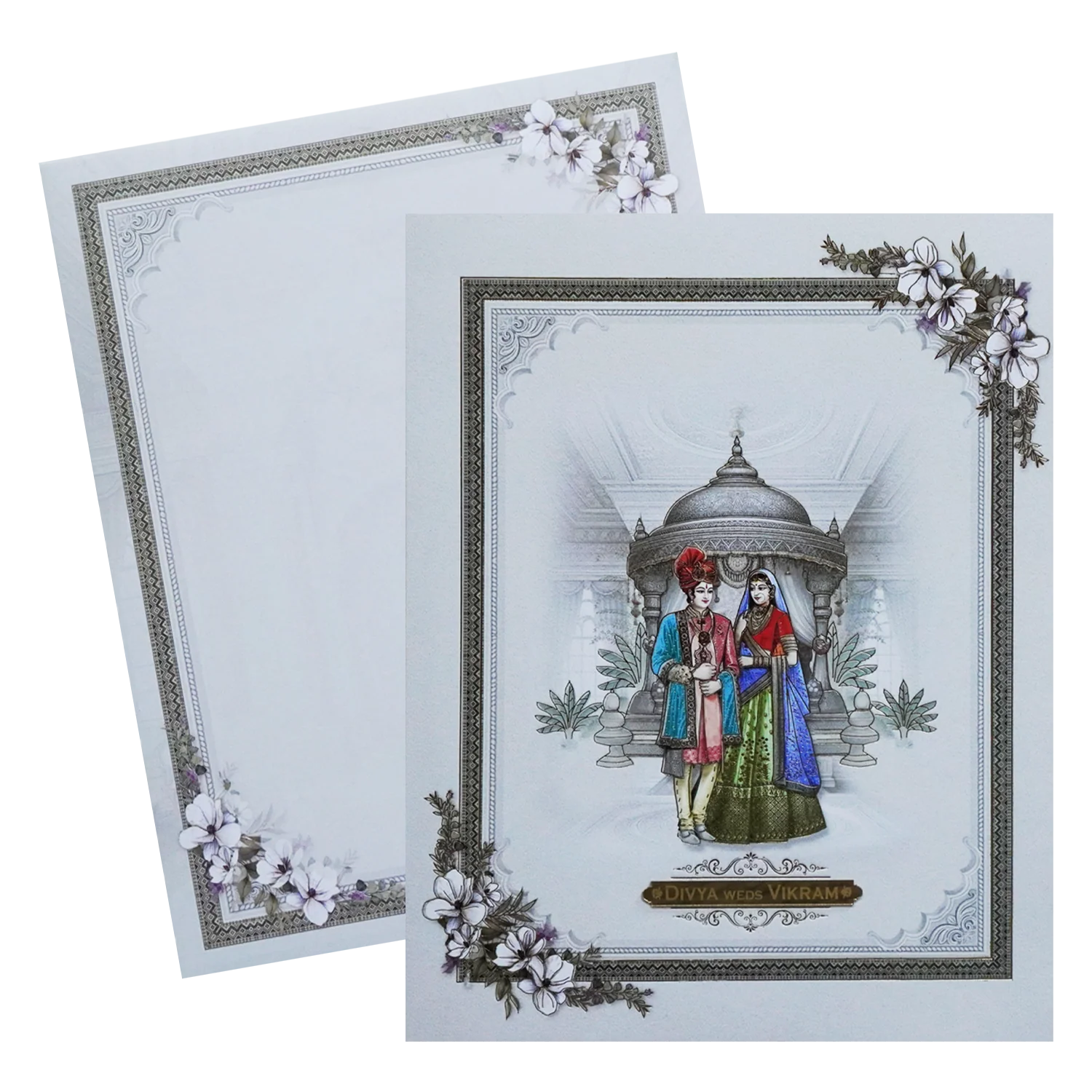 Grey Bride Groom Nameplate Box Wedding  Card-KNKN6312 - Image 2