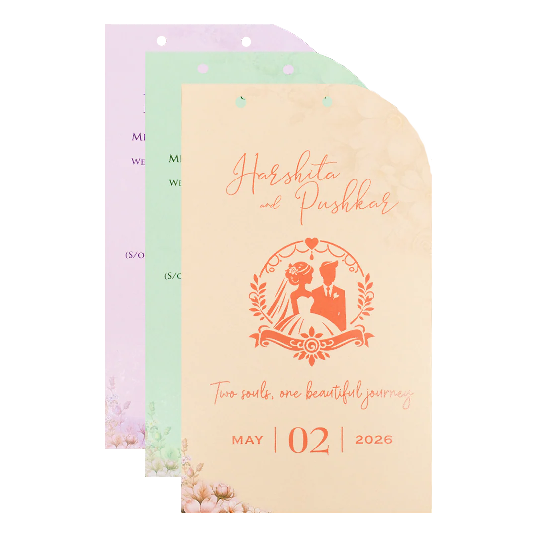 Grey Floral Bow Laser Cut Wedding Card-KSH72890 - Image 5