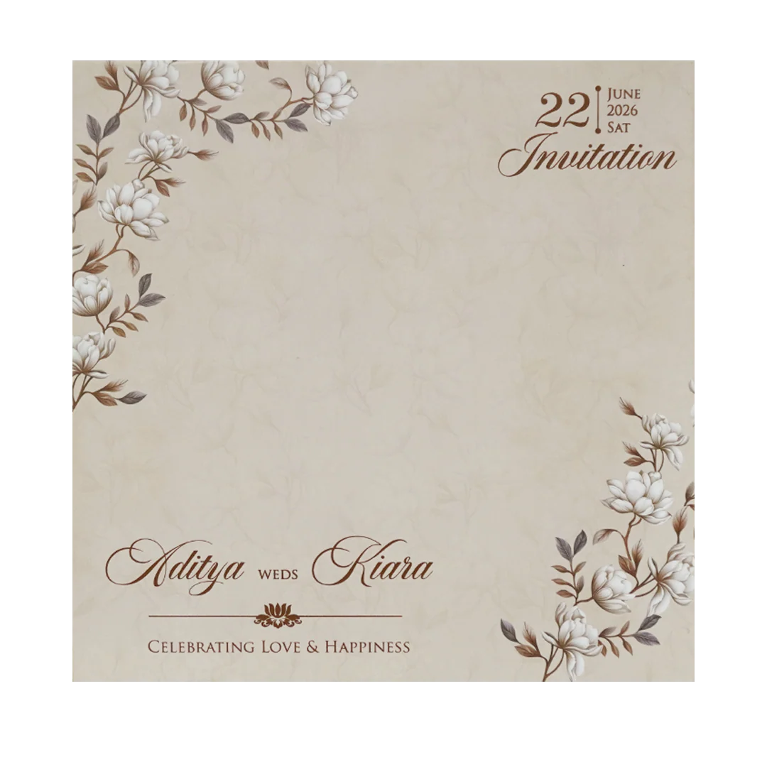 Grey Floral Circular Insert Wedding Card-KFR16240 - Image 4