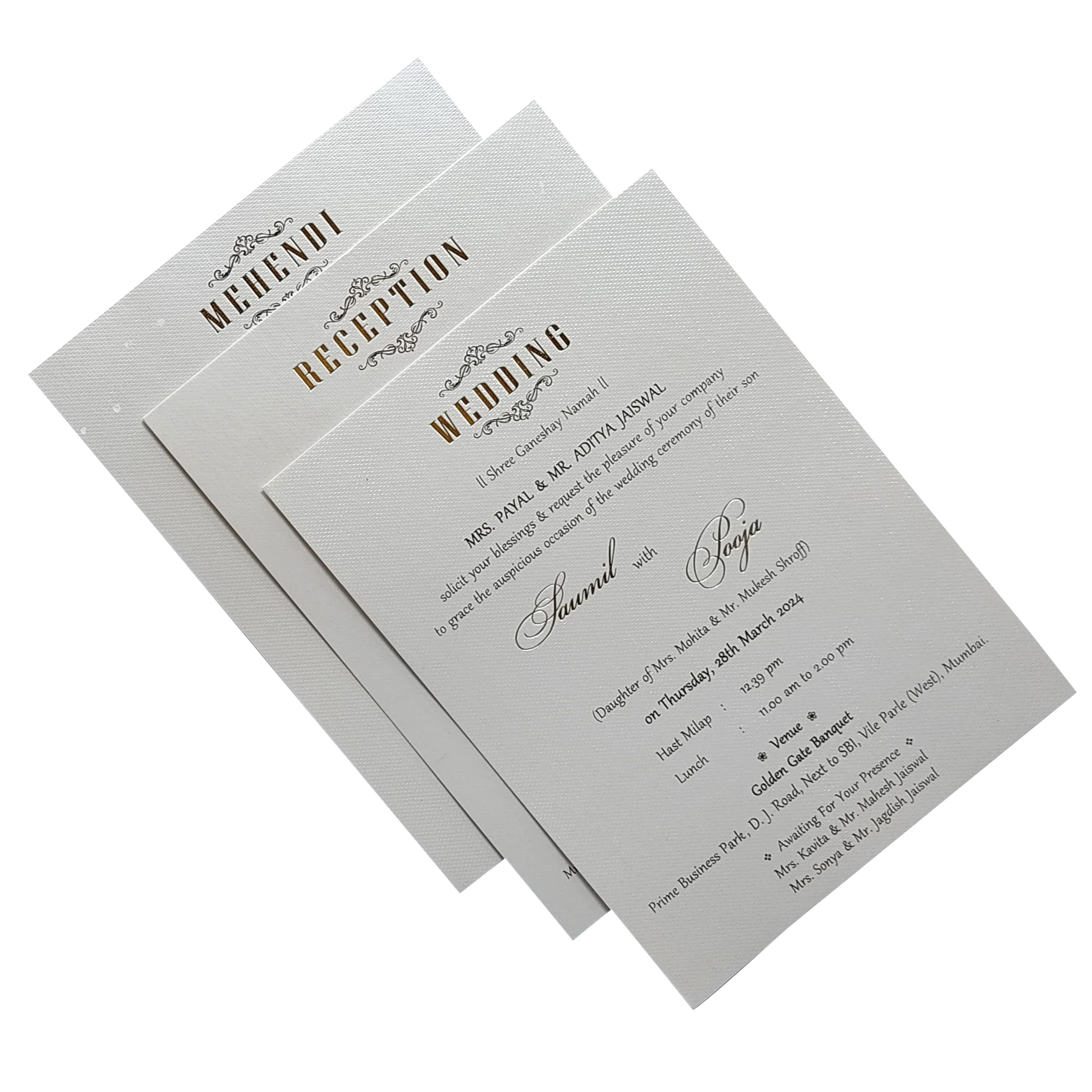 Grey Floral Foil Invitation Card-KRC29820 - Image 5